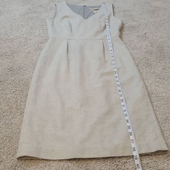 Banana Republic Gray Silver Sparkles Wool Blend V-Neck Sheath Dress Size 4 - Picture 9 of 10